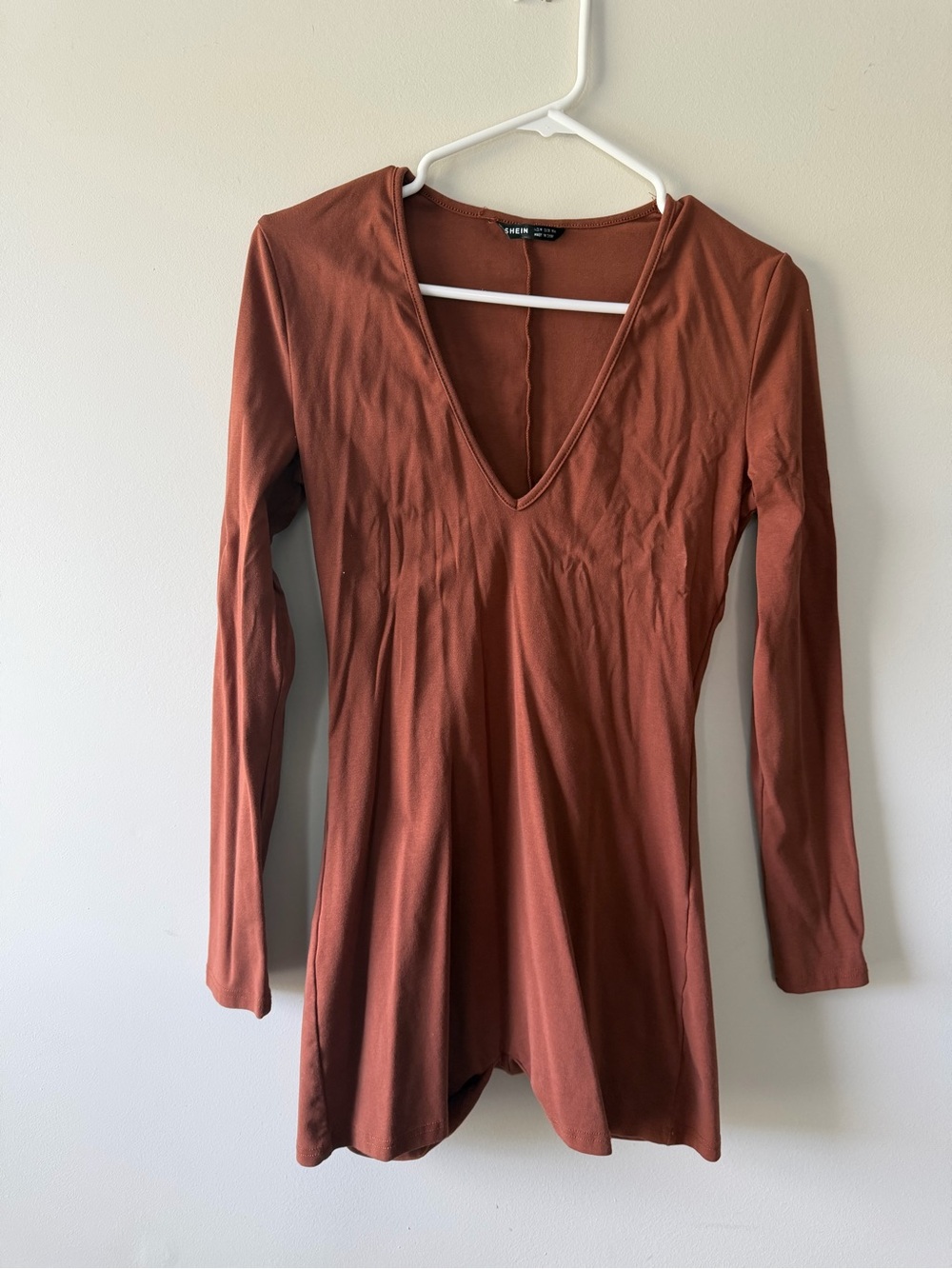 Sexy Long Sleeve V-Neck Bodysuit Shorts